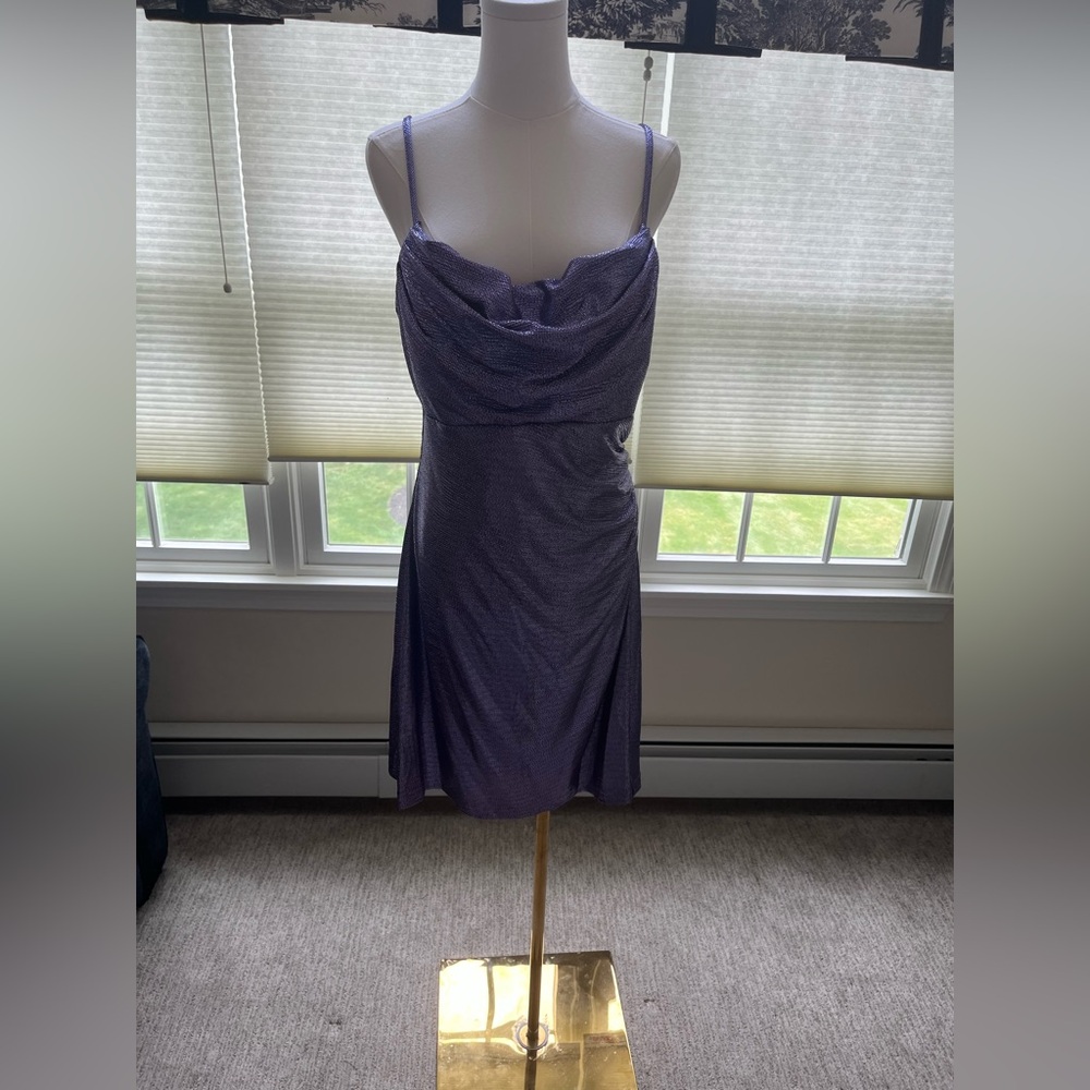 Morgan & Co Purple Backless Slip Dress